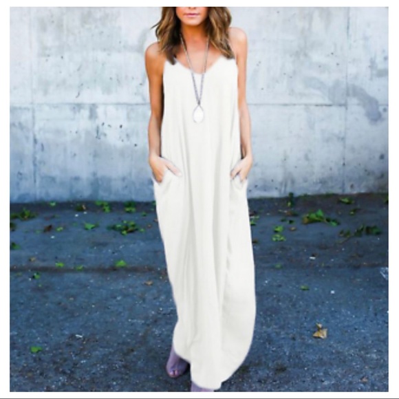 ADJUSTABLE STRAPS TANK MAXI DRESS WITH POCKETS - Picture 5 of 6